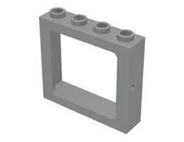 Window 1 x 4 x 3 Train - Hollow Studs: {сив}