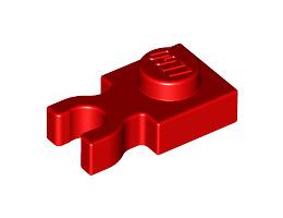 Plate, Modified 1 x 1 with U Clip Thick (Vertical Grip): {ярко червен}
