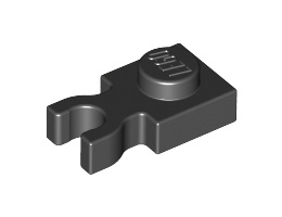Plate, Modified 1 x 1 with U Clip Thick (Vertical Grip): {черен}
