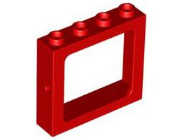 Window 1 x 4 x 3 Train - Hollow Studs: {ярко червен}