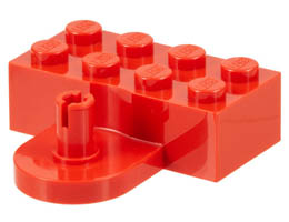 Brick, Modified 2 x 4 with Coupling, Male - Raised Pin and Curved Wall: {ярко червен}
