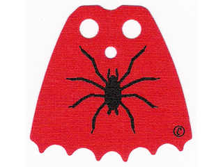 Minifigure Cape Cloth, Scalloped 6 Points with Black Spider and Copyright Symbol (©) Pattern: {ярко червен}