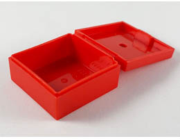 Container, Box 3 1/2 x 3 1/2 x 1 1/3 with Hinged Lid: {ярко червен}