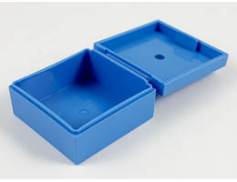 Container, Box 3 1/2 x 3 1/2 x 1 1/3 with Hinged Lid: {умерено син}