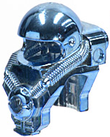 Minifigure, Headgear Helmet with 2 Studs on Back: {хромирано син}