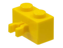 Brick, Modified 1 x 2 with Split U Clip Thick (Vertical Grip): {ярко жълт}