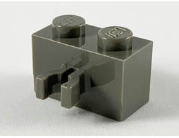 Brick, Modified 1 x 2 with Split U Clip Thick (Vertical Grip): {тъмно сив}