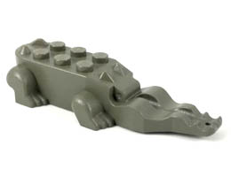 Alligator / Crocodile Body with 4 Lower Teeth: {тъмно сив}