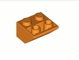 Покривна плочка 2X2/45° инверсна (*) с плосък долен пин: {ярко оранжев}