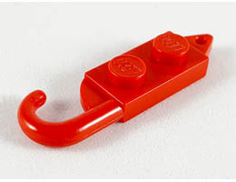 Hook Plate, Modified 1 x 2 with Crane Hook Left: {ярко червен}