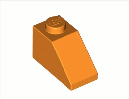 Покривна плочка 1X2/45° : {ярко оранжев}