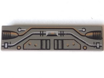 Tile 1 x 4 with SW Black, Copper, and Silver Circuitry Pattern: {тъмно сив}