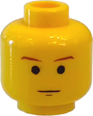 Minifigure, Head Male SW Brown Eyebrows and Chin Dimple Pattern - Blocked Open Stud: {ярко жълт}