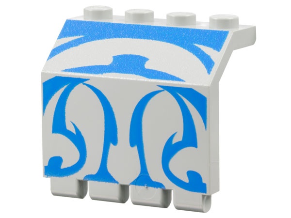 Panel 2 x 4 x 3 1/3 with Hinge with Blue SW Gungan Sub Pattern: {сив}