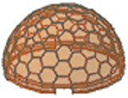 Cylinder Hemisphere 4 x 4 Multifaceted: {прозрачно флуорисциращо червеникаво оранжев}