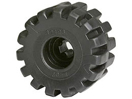 Wheel Full Rubber Flat with Axle Hole : {черен}