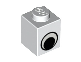 Brick 1 x 1 with Eye Simple Black and White Pattern: {бял}