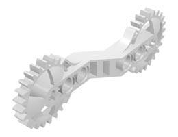Technic, Arm 1 x 7 x 3 with Gear Ends: {бял}