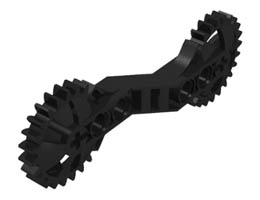 Technic, Arm 1 x 7 x 3 with Gear Ends: {черен}