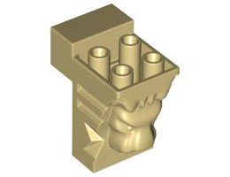 Тухла, модифицирана 2 x 3 x 3, изрязана, с лъвска глава: {тухлено жълт}