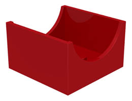 Container, Box 4 x 4 x 2 Bottom with Semicircle Cutout Ends: {ярко червен}