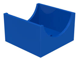 Container, Box 4 x 4 x 2 Bottom with Semicircle Cutout Ends : {ярко син}