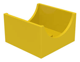 Container, Box 4 x 4 x 2 Bottom with Semicircle Cutout Ends : {ярко жълт}