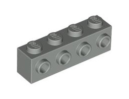 Тухла, модифицирана 1 x 4 с 4 шипа от 1 страна: {сив}