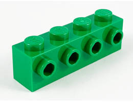 Тухличка 1X4 с 4 пъпки: {тъмно зелен}