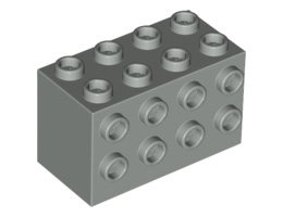Тухла, модифицирана 2 x 4 x 2 с шипове отстрани: {сив}