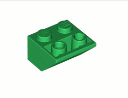 Покривна плочка 2X2/45° инверсна (*) с плосък долен пин: {тъмно зелен}