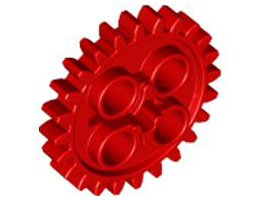 Technic, Gear 24 Tooth (2nd Version - 1 Axle Hole): {ярко червен}