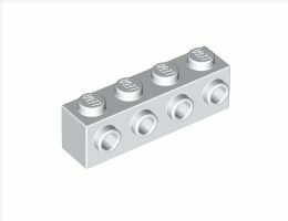 Тухличка 1X4 с 4 пъпки: {бял}
