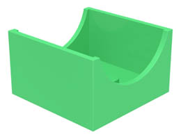 Container, Box 4 x 4 x 2 Bottom with Semicircle Cutout Ends: {умерено зелен}