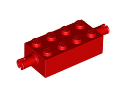 Свързващ елемент 2X4 с 2 щракалки : {ярко червен}