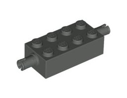 Свързващ елемент 2X4 с 2 щракалки: {тъмно сив}