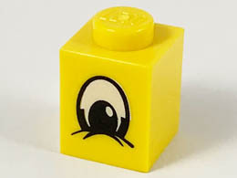 Brick 1 x 1 with Eye Squinting Black and White Pattern: {ярко жълт}