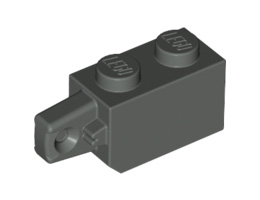 Hinge Brick 1 x 2 Locking with 1 Finger Vertical End: {тъмно сив}