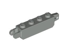 Hinge Brick 1 x 4 Locking, 9 Teeth with 1 Finger Vertical End and 2 Fingers Vertical End, 9 Teeth : {сив}