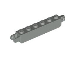 Hinge Brick 1 x 6 Locking with 1 Finger Vertical End and 2 Fingers Vertical End, 9 Teeth: {сив}