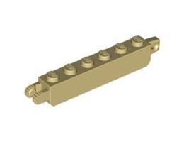 Hinge Brick 1 x 6 Locking with 1 Finger Vertical End and 2 Fingers Vertical End, 9 Teeth: {тухлено жълт}