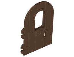 Door 1 x 4 x 6 Round Top with Window and Keyhole, Nonreinforced Edge: {земно оранжев}