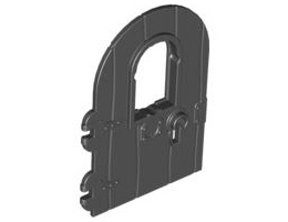 Door 1 x 4 x 6 Round Top with Window and Keyhole, Nonreinforced Edge: {черен}