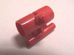 Technic, Pin Connector Round with Slot, Bar Lengthwise & Bars Out (Soccer Goalie Stick Holder Pivot): {ярко червен}