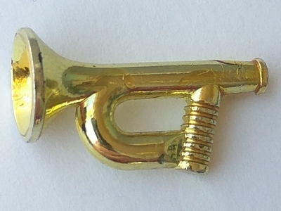 Minifigure, Utensil Musical Instrument, Bugle / Trumpet: {хромирано златист}