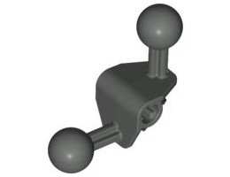 Bionicle Ball Joint 4 x 4 x 2 90 Degree with 2 Ball Joints and Axle Hole: {тъмно сив}