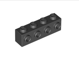 Тухличка 1X4 с 4 пъпки: {черен}