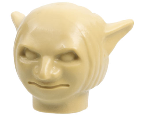 Minifigure, Head, Modified Goblin Plain: {тухлено жълт}
