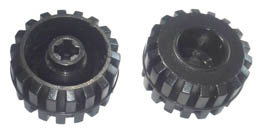 Wheel Small Wide Hard Plastic Tread, Hole Notched for Wheels Holder Pin: {черен}
