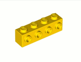 Тухличка 1X4 с 4 пъпки: {ярко жълт}